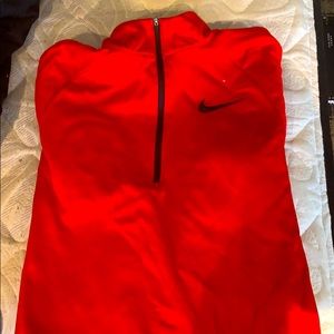 Long-Sleeve Red Nike Quarter Zip